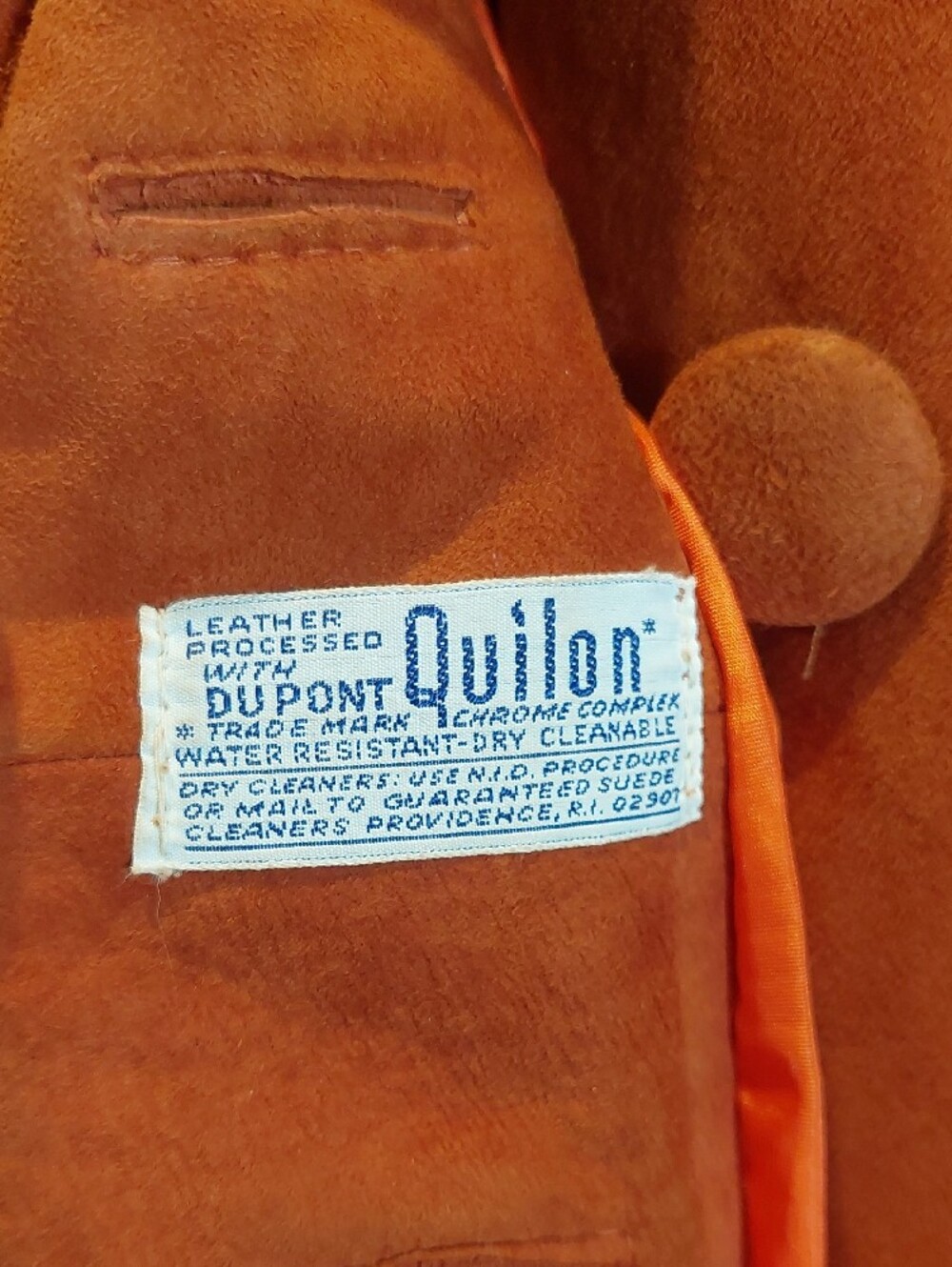 Women's Suede Single-Breasted Trench Coat in Rust - Picture 3 of 4